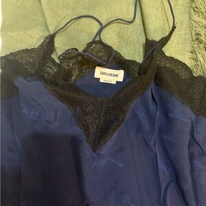 Zadig & Voltaire Women's Blue Lace Trim Slip